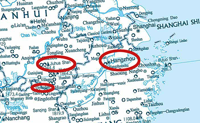 Jiu Hua in China Map